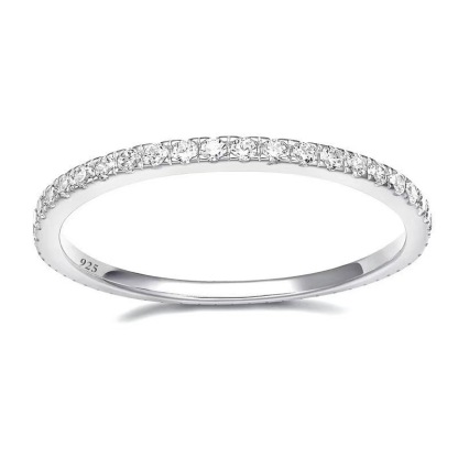 14K Gold Plated Solid 925 Sterling Silver CZ Simulated Diamond Stackable Ring Eternity Bands for Women