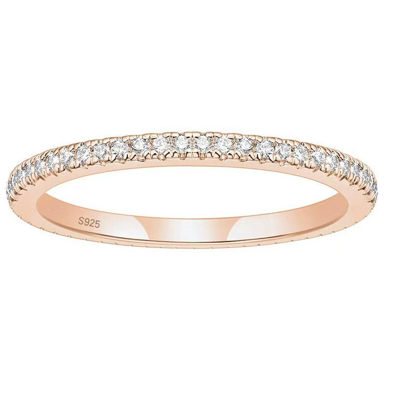 14K Gold Plated Solid 925 Sterling Silver CZ Simulated Diamond Stackable Ring Eternity Bands for Women