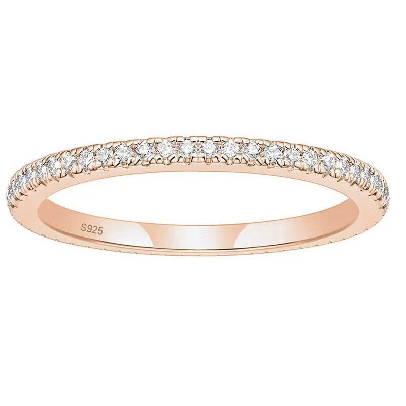 14K Gold Plated Solid 925 Sterling Silver CZ Simulated Diamond Stackable Ring Eternity Bands for Women