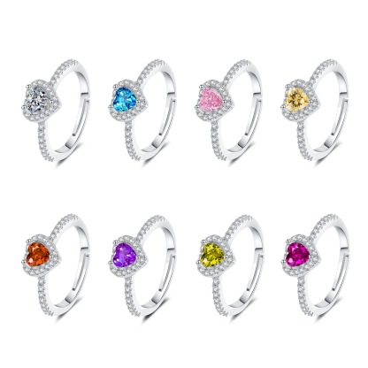 1.4 Carat (ctw) Heart-Cut Moissanite Halo Engagement Rings for Women 925 Sterling Silver Engagement Rings Halo Love Heart Band Heart Cut  Birthstone Jewelry for Women