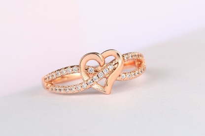 Infinity Heart Promise Ring Natural Diamond, Cubic Zirconia, Moissanite or Lab Grown Diamond Split Shank Engagement Ring for Women in 10K Solid Gold Or 14K Gold Over Sterling Silver Jewelry Gift for Her