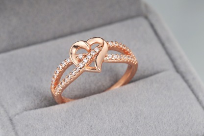 Infinity Heart Promise Ring Natural Diamond, Cubic Zirconia, Moissanite or Lab Grown Diamond Split Shank Engagement Ring for Women in 10K Solid Gold Or 14K Gold Over Sterling Silver Jewelry Gift for Her