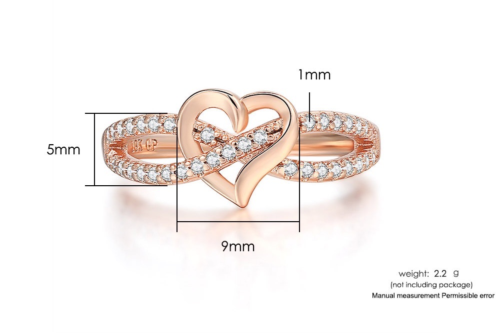 Infinity Heart Promise Ring Natural Diamond, Cubic Zirconia, Moissanite or Lab Grown Diamond Split Shank Engagement Ring for Women in 10K Solid Gold Or 14K Gold Over Sterling Silver Jewelry Gift for Her