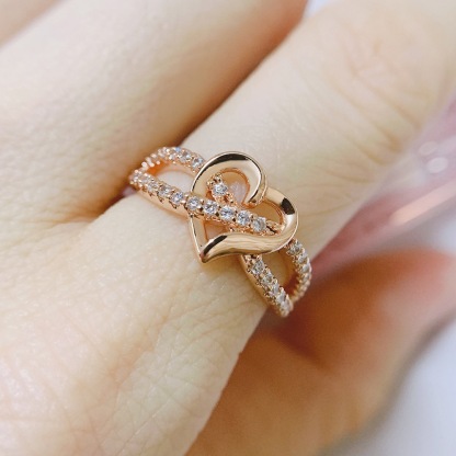 Infinity Heart Promise Ring Natural Diamond, Cubic Zirconia, Moissanite or Lab Grown Diamond Split Shank Engagement Ring for Women in 10K Solid Gold Or 14K Gold Over Sterling Silver Jewelry Gift for Her