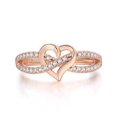 Infinity Heart Promise Ring Natural Diamond, Cubic Zirconia, Moissanite or Lab Grown Diamond Split Shank Engagement Ring for Women in 10K Solid Gold Or 14K Gold Over Sterling Silver Jewelry Gift for Her