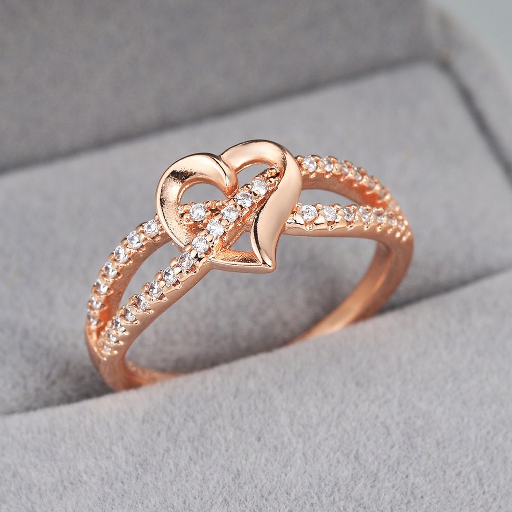 Infinity Heart Promise Ring Natural Diamond, Cubic Zirconia, Moissanit