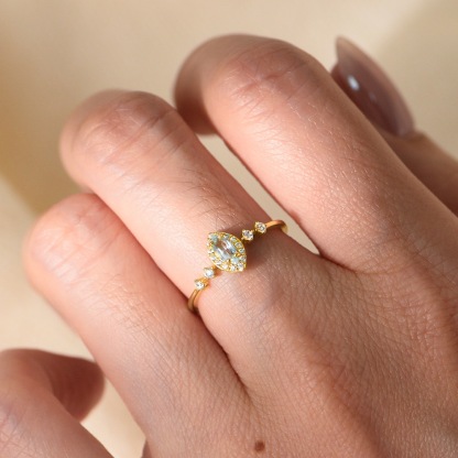 Moissanite Engagement Ring, 1.0-2.0 CT Solitaire Round Cut With Pavé Accents, 14K Gold Vermeil, Rhodium Finish