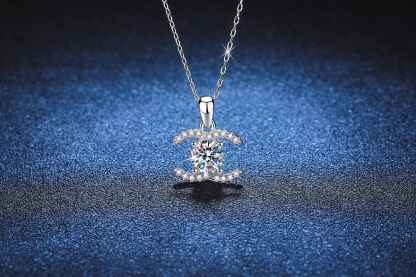 Heart Moissanite Necklace for Women, 1.3 ct D Color VVS1 Clarity 925 Sterling Silver Moissanite Pendant Necklace Anniversary Birthday Gifts for Mom Wife Girlfriend Jewelry Gifts chanel necklace