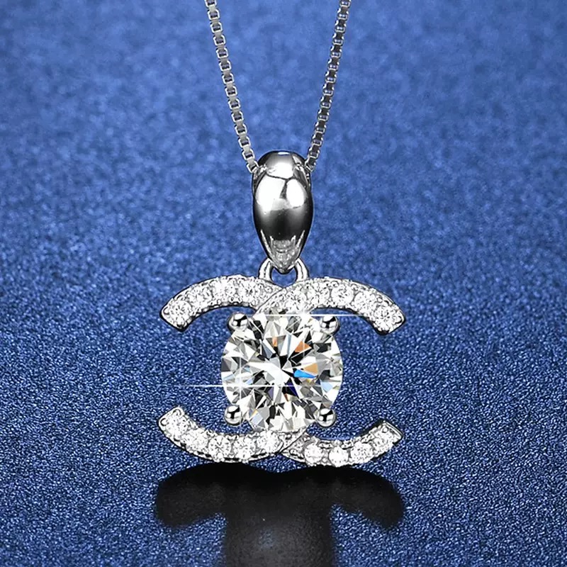 Heart Moissanite Necklace for Women, 1.3 ct D Color VVS1 Clarity 925 Sterling Silver Moissanite Pendant Necklace Anniversary Birthday Gifts for Mom Wife Girlfriend Jewelry Gifts chanel necklace