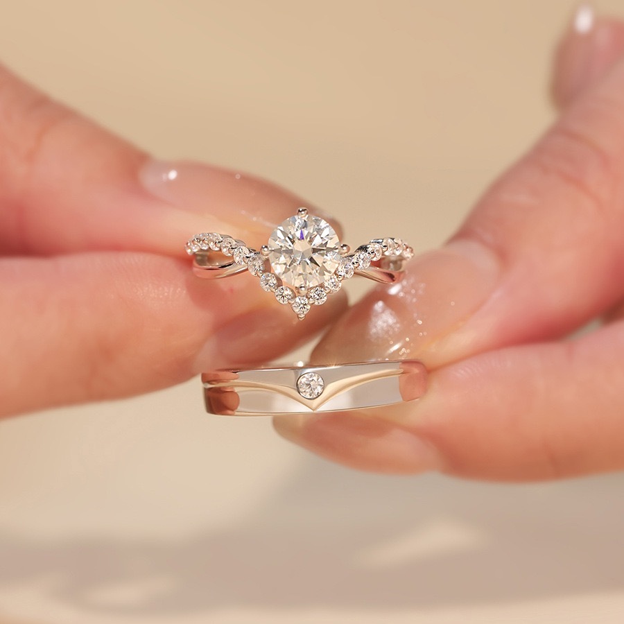 Wedding Ring Sets for Him and Her AAAAA Cz Promise Rings for Couples Women Mens Band Pear Shape 1 carat