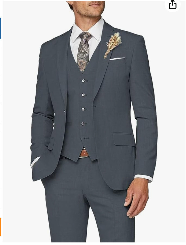 Mens Suit 3 Piece Slim Fit Suit for Men Formal Business Suit Wedding Groom Prom Tuxedo Dinner Party