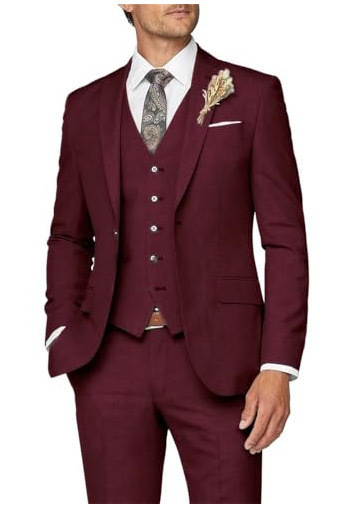 Mens Suit 3 Piece Slim Fit Suit for Men Formal Business Suit Wedding Groom Prom Tuxedo Dinner Party