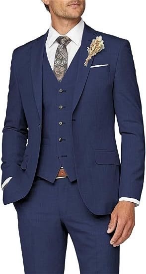 Mens Suit 3 Piece Slim Fit Suit for Men Formal Business Suit Wedding Groom Prom Tuxedo Dinner Party