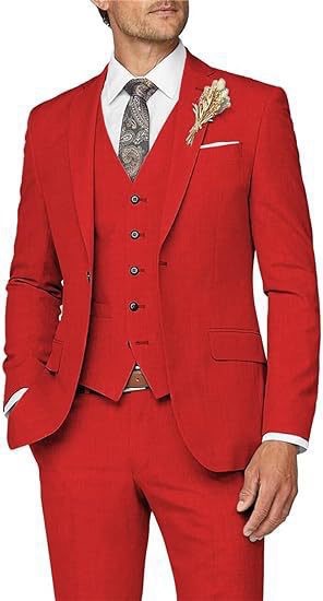 Mens Suit 3 Piece Slim Fit Suit for Men Formal Business Suit Wedding Groom Prom Tuxedo Dinner Party