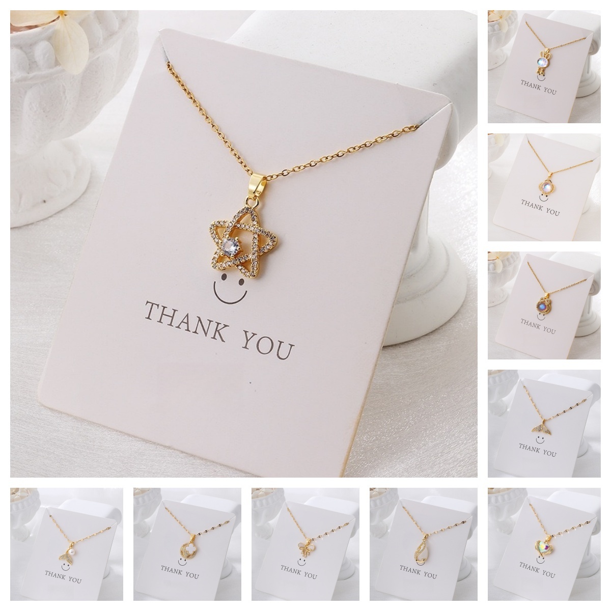 Pendant Necklace for Women, Fashion Jewelry, 14k Gold-Plated