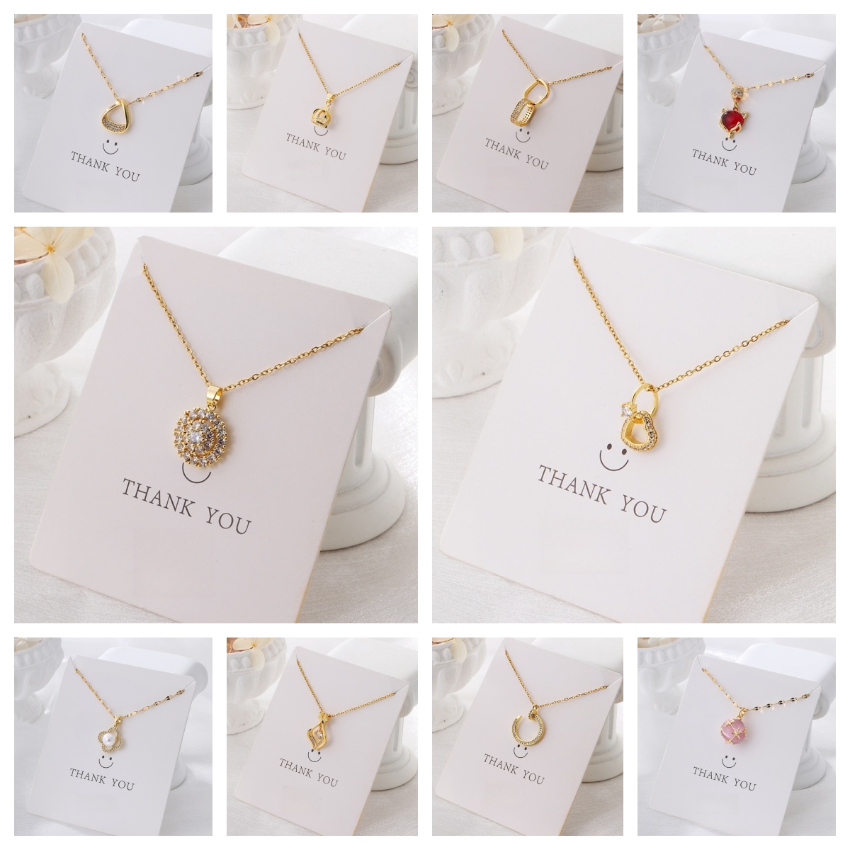 Abstract Heart Necklace for Women Sterling 14k Gold-Plated with Mother of Pearl - Gold Plated Dainty Necklace Gift for Her