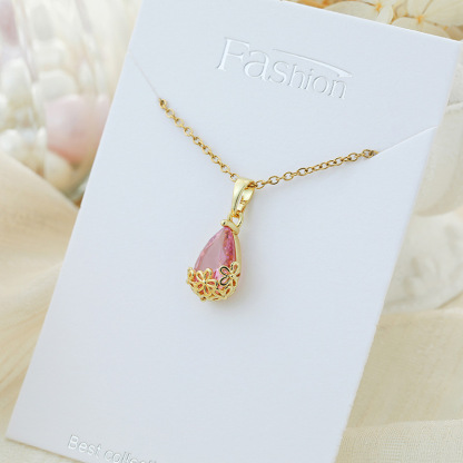 Women's Gifts Upgraded Tears of Love Necklace for Women 14K Gold Plated Tears of Love Pendant Necklace Simple Diamond Gold Necklaces Faith Tears of LoveJewelry First Communion Necklace