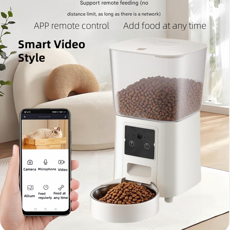 Advanced 5.5L Smart Pet Feeder – Real-Time HD Video, AI Voice Interaction, Scheduled Feeding, Battery & Plug Backup – Fresh & Dry Food Storage – EU/UK Certified