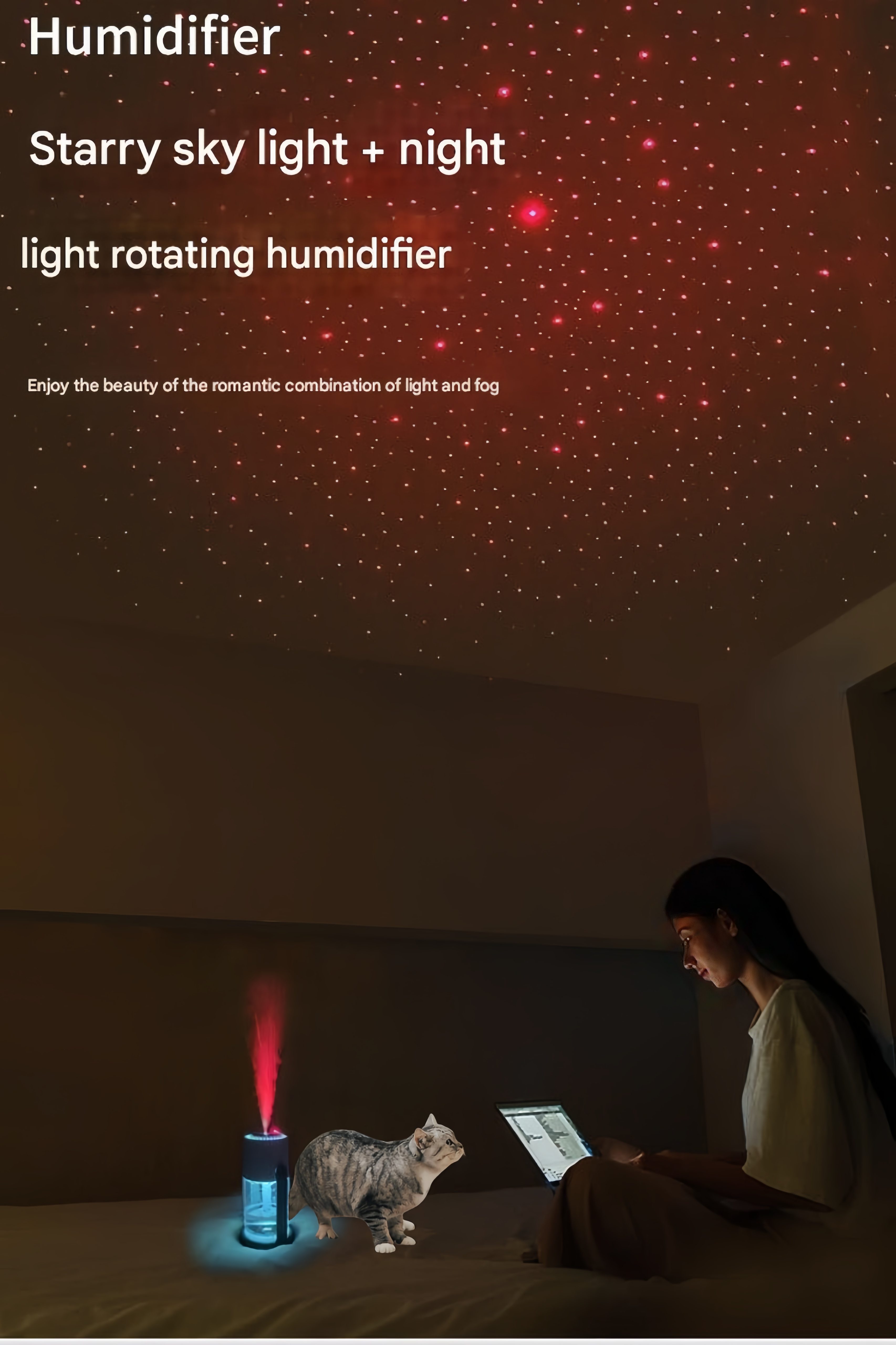 Dual-Purpose Humidifier: Safe, Quiet & Starry-Night Comfort for You & Your Pet