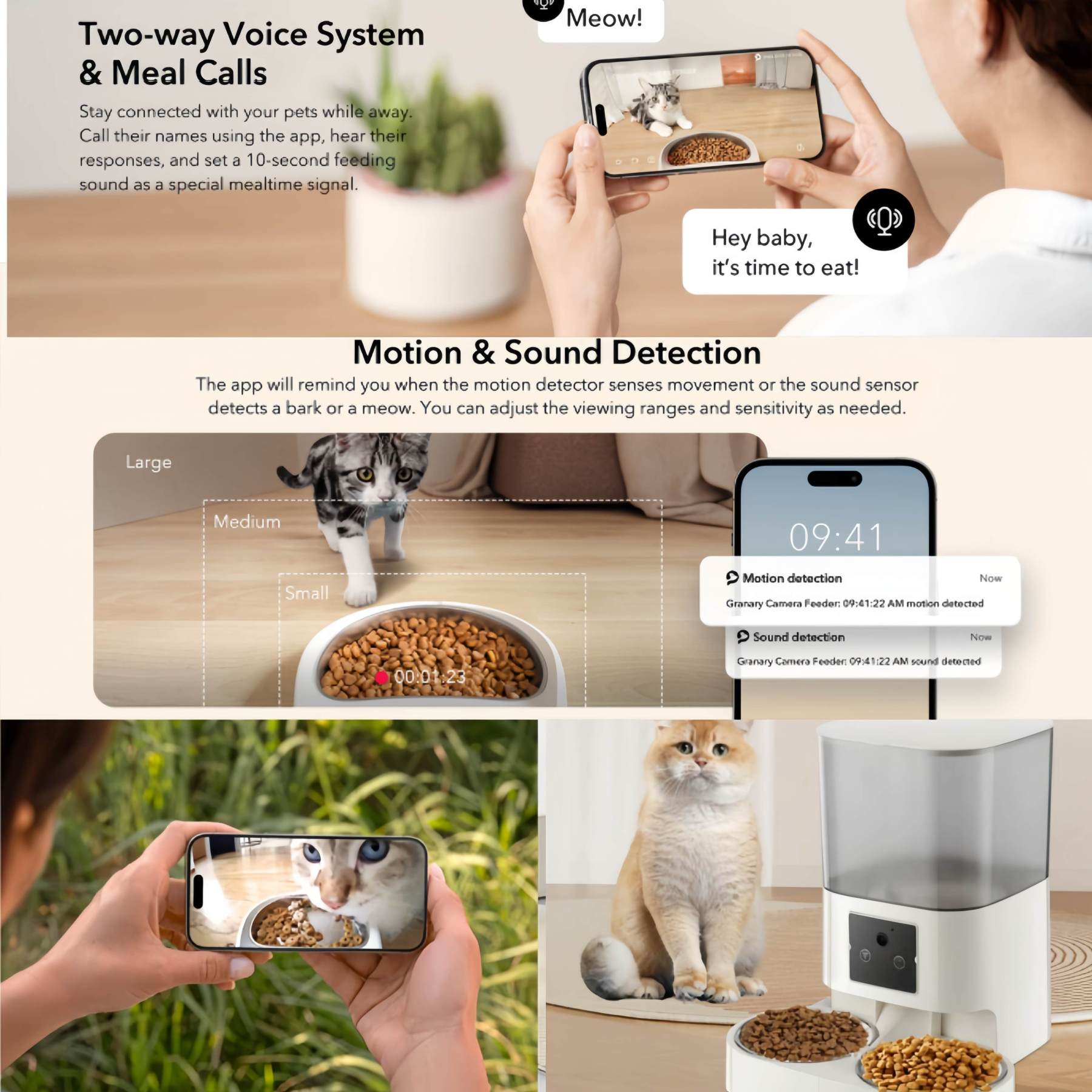 Smart WiFi Pet Feeder with Camera – Feed Pets Remotely, 2-Way Audio, Night Vision | 6.5L Freshness Tech | Works Offline, Certified Safe (FCC/UL)