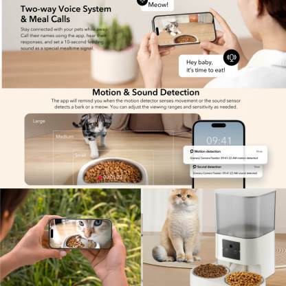 Smart WiFi Pet Feeder with Camera – Feed Pets Remotely, 2-Way Audio, Night Vision | 6.5L Freshness Tech | Works Offline, Certified Safe (FCC/UL)