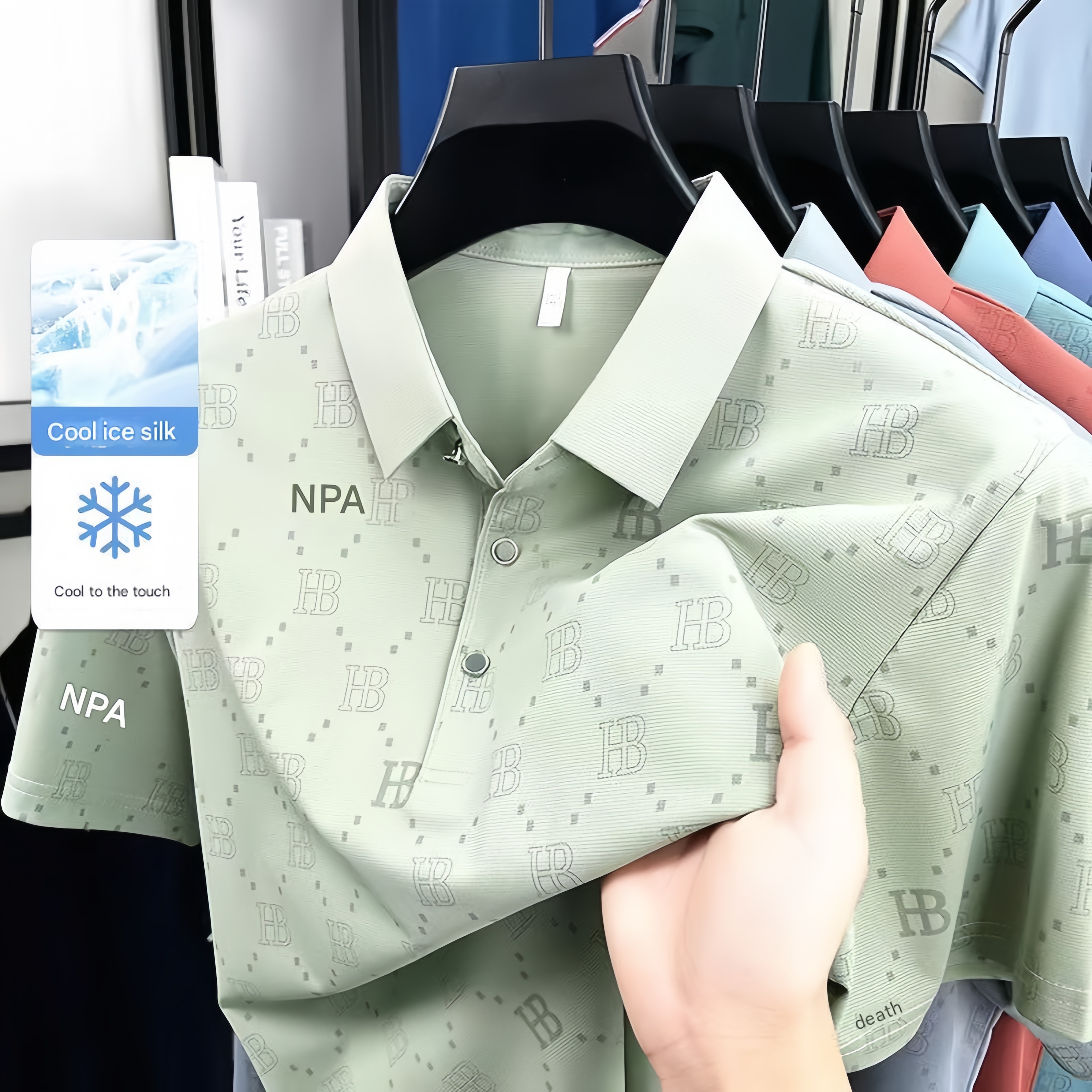 100% pure cotton brand short sleeve summer high-end men's exquisite letter embroidery polo shirt business casual golf Tshirt top