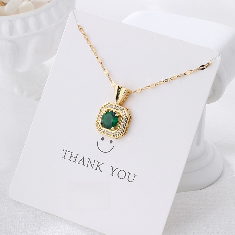 Crystal Chain Necklace for Women Trendy, Imitation Diamond Pendant, Statement Cubic Zirconia Boho Jewelry Set, 14K Gold/Rose Gold/Silver Birthstone Necklace