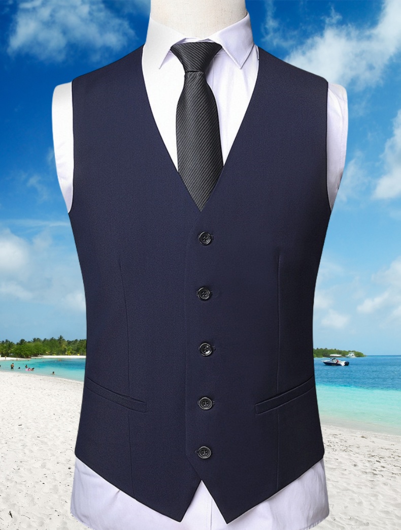 Fashion Single Breasted Suit Vests for Men Grey Black Navy blue High-end Male Waistcoat Slim Fit Formal Business Casual Vest