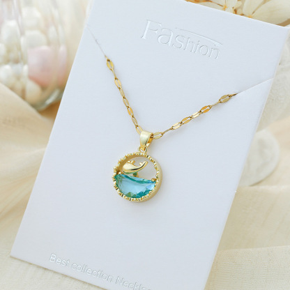 Crystal Necklace - Gold Plated Heart Encased Birthstone Pendant, Jewelry for Women Lightweight, Easy - Wear Fashion Minimalist Design Accesory Packed