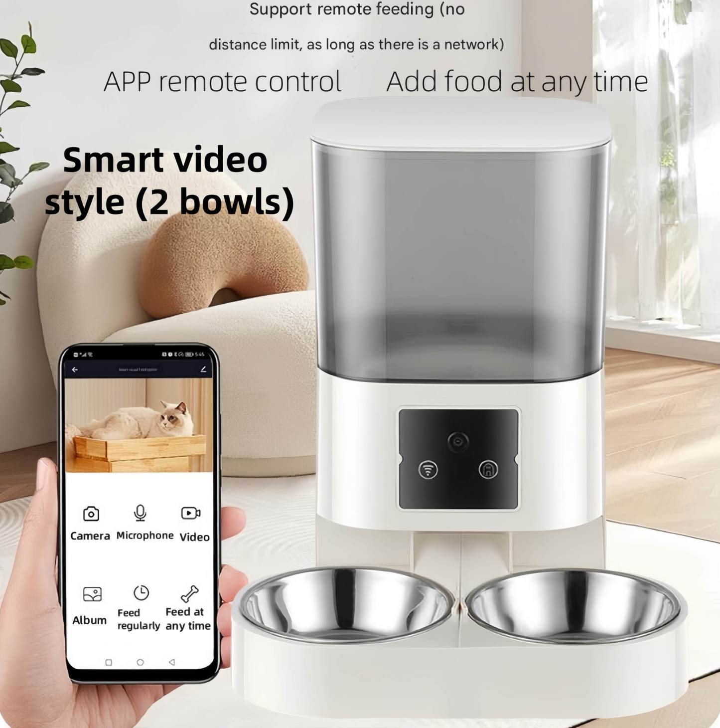 Smart WiFi Pet Feeder with Camera – Feed Pets Remotely, 2-Way Audio, Night Vision | 6.5L Freshness Tech | Works Offline, Certified Safe (FCC/UL)