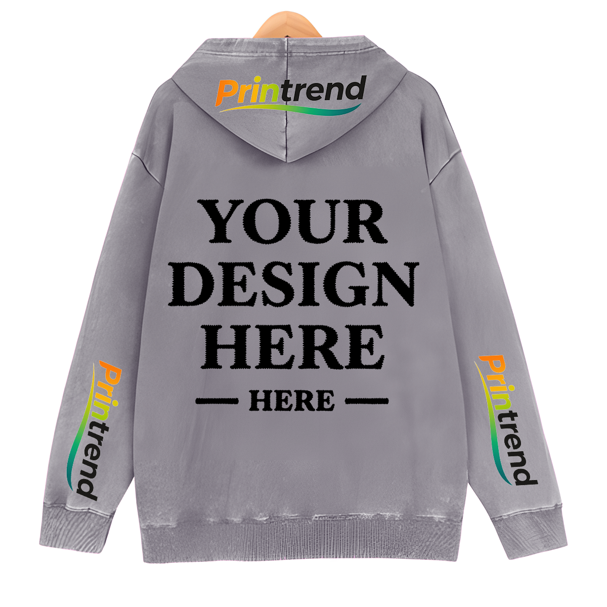 Custom DTG Print Washed Zipper Hoodie for Your Unique Style, 7 Colors 450gsm Pure Color Tops