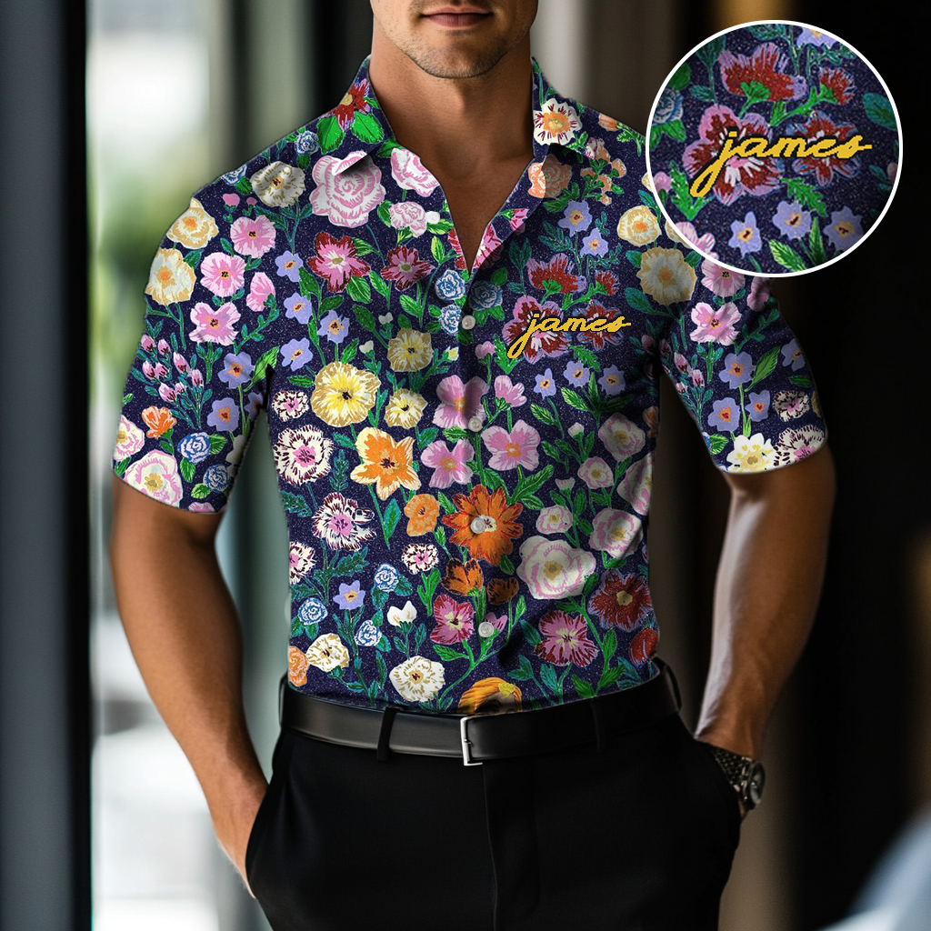 Custom Personalized Luxe Exclusive Design Embroidery & Print Business Casual Vacation Shirt