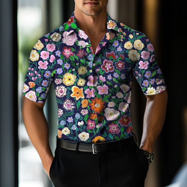 Custom Personalized Luxe Exclusive Design Embroidery & Print Business Casual Vacation Shirt