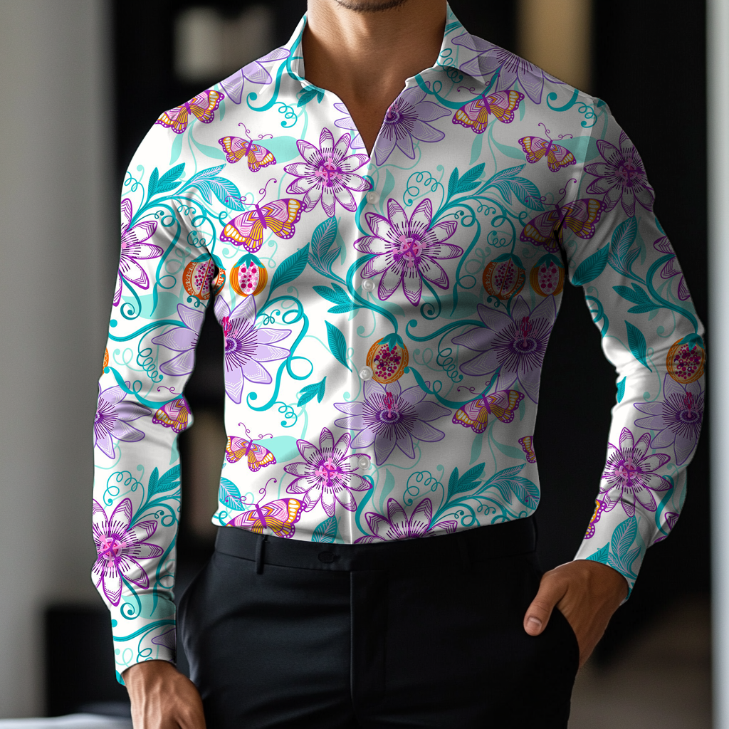 Custom Personalized Luxe Exclusive Design Embroidery & Print Business Casual Vacation Shirt
