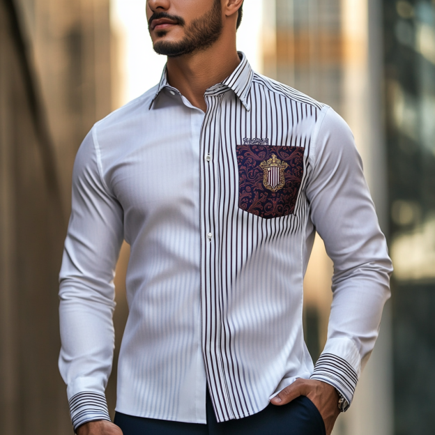 Custom Personalized Luxe Exclusive Design Embroidery & Print Business Casual Vacation Shirt