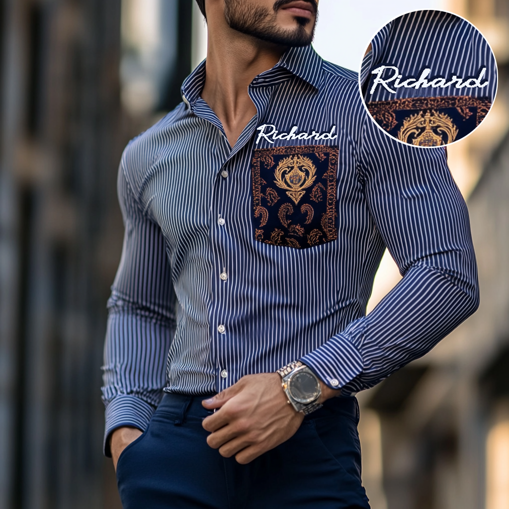 Custom Personalized Luxe Exclusive Design Embroidery & Print Business Casual Vacation Shirt