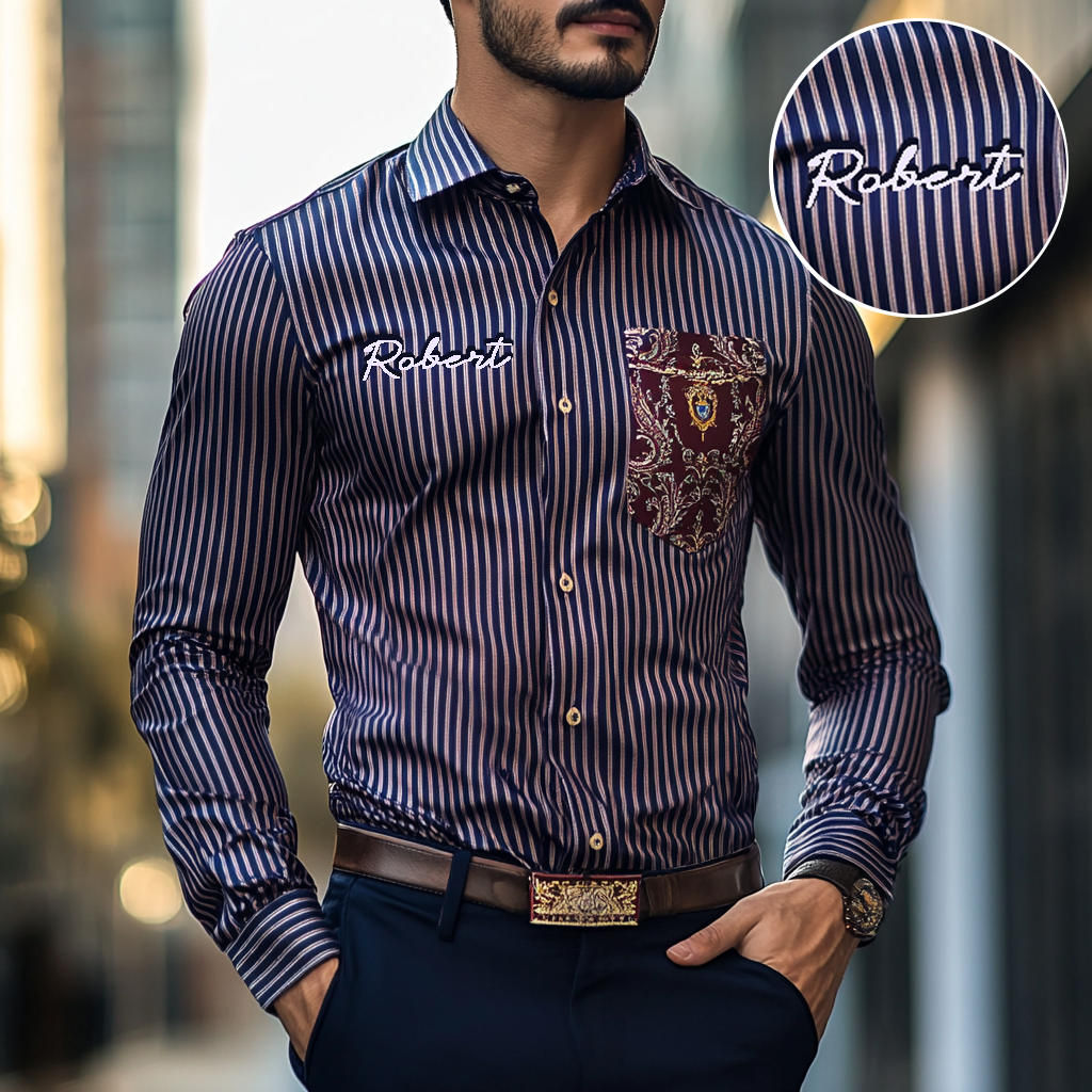 Custom Personalized Luxe Exclusive Design Embroidery & Print Business Casual Vacation Shirt
