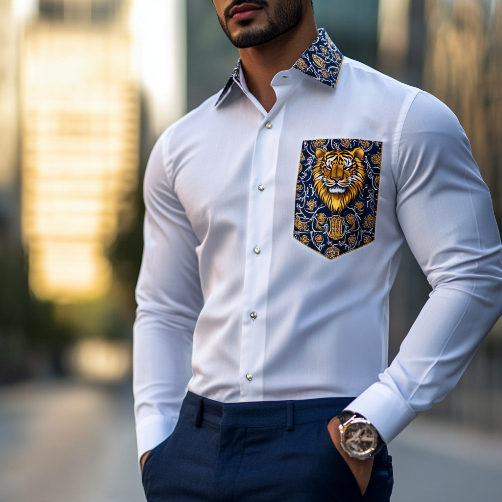 Custom Personalized Luxe Exclusive Design Embroidery & Print Business Casual Vacation Shirt