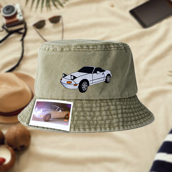 Custom Prints/Embroidery Car Hat – Personalized Unique Car Guy Gifts Leisure Vacation Bucket Hat