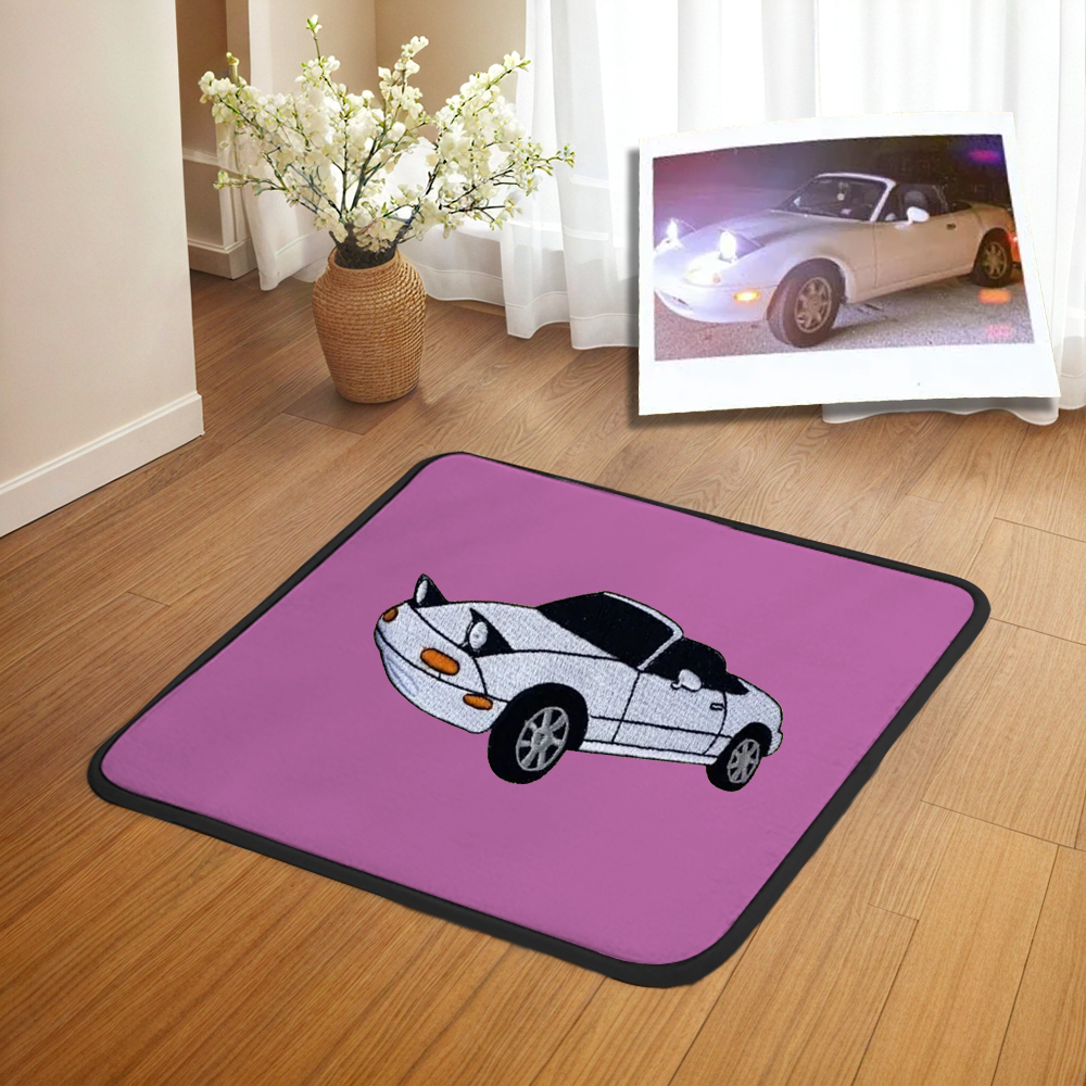 150cmx150cm Custom Car Prints/Embroidery  Floor Mat – Personalized Unique Car Gifts home fully printed floor mat (High quality silver fox velvet composite sponge)