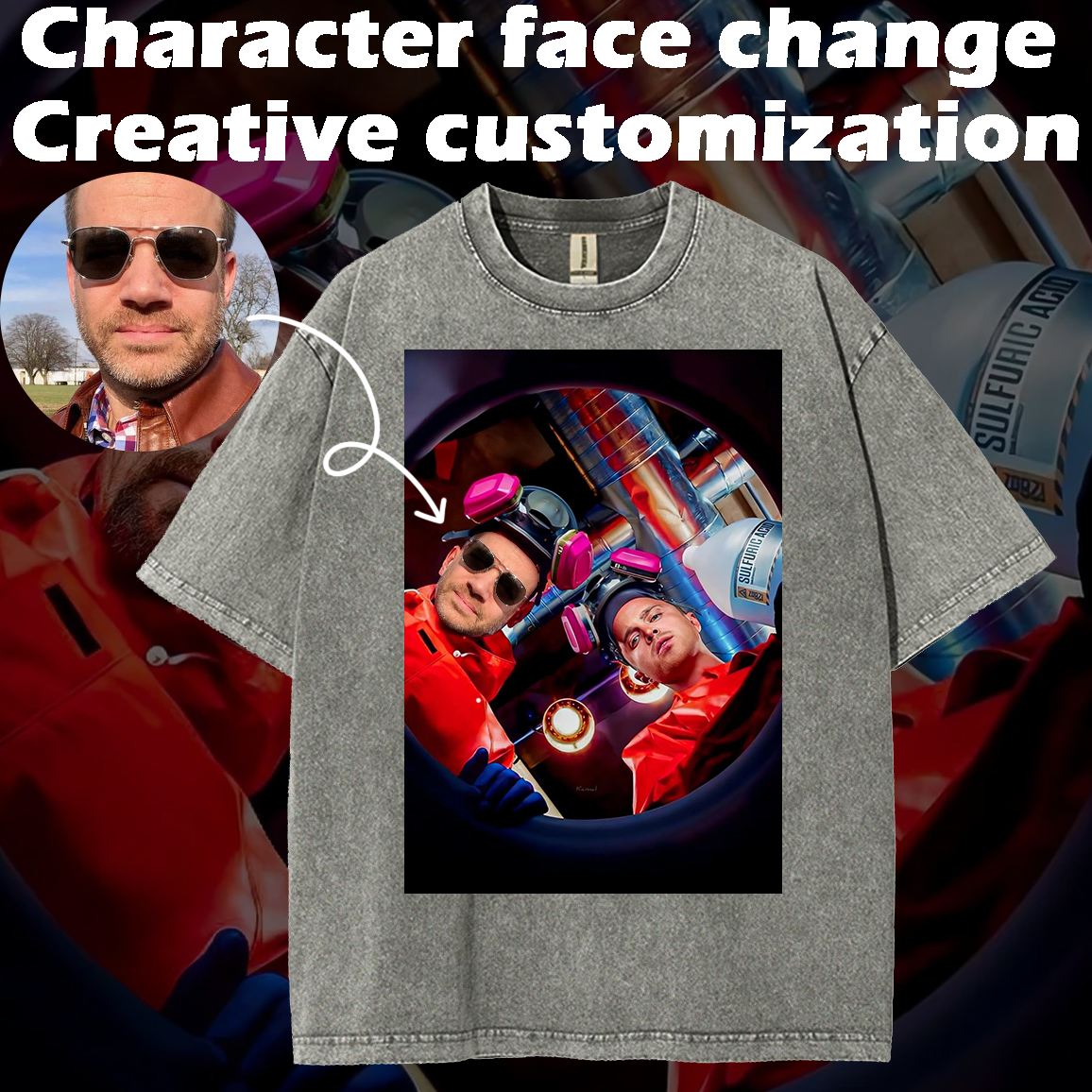 Custom Face Swap T-shirt - Unique, Creative Prints to Express Your Personal Style