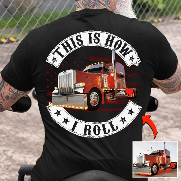 Custom Personalized Luxe Exclusive Design Embroidery & Print Vehicle Photo Print Back T-Shirt-Gift For Car Lover