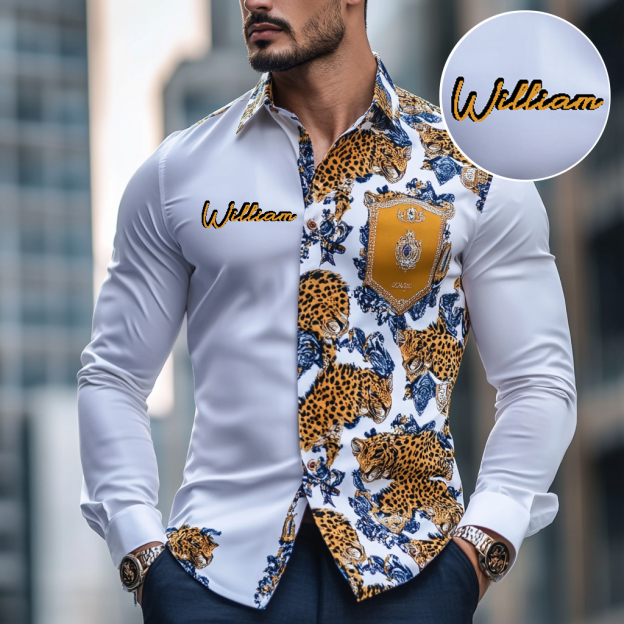 Custom Personalized Luxe Exclusive Design Embroidery & Print Business Casual Vacation Shirt
