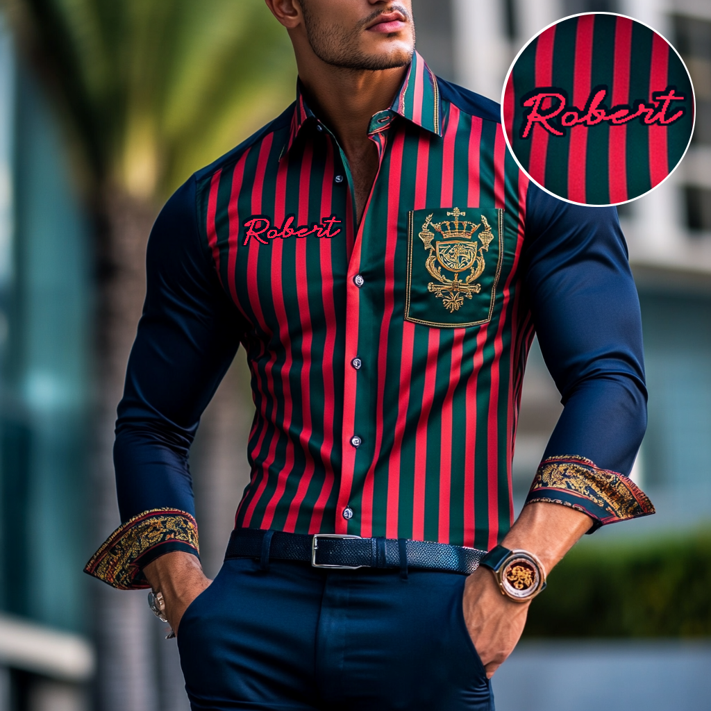 Custom Personalized Luxe Exclusive Design Embroidery & Print Business Casual Vacation Shirt
