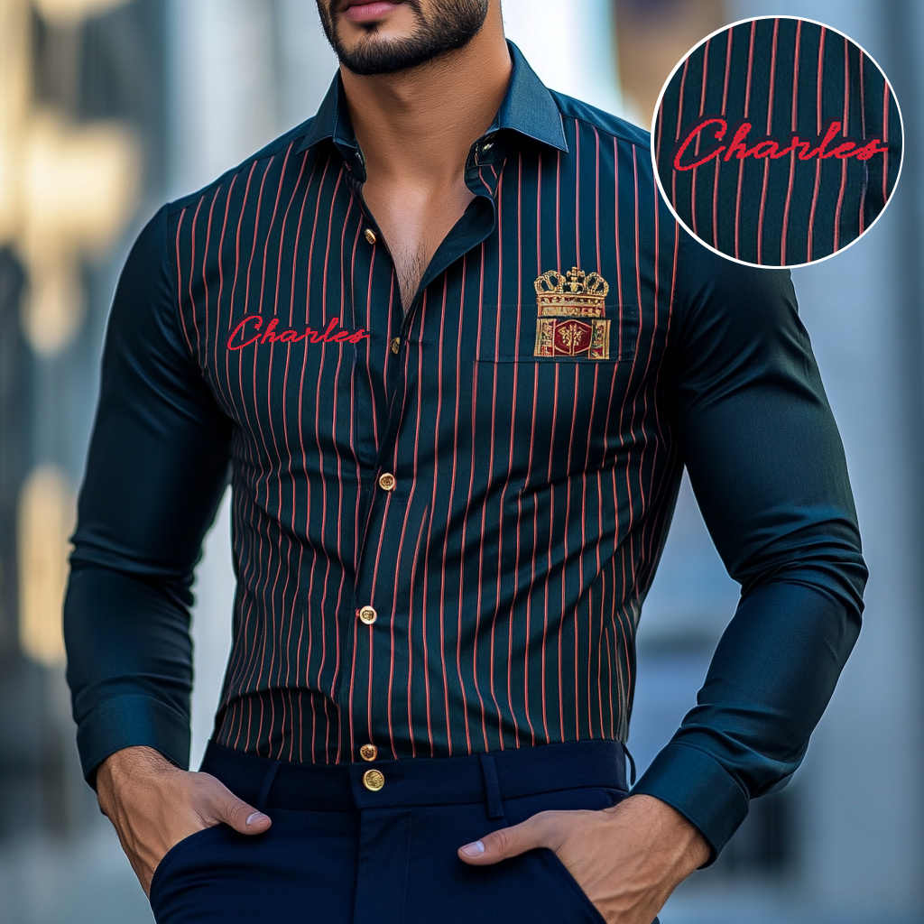 Custom Personalized Luxe Exclusive Design Embroidery & Print Business Casual Vacation Shirt