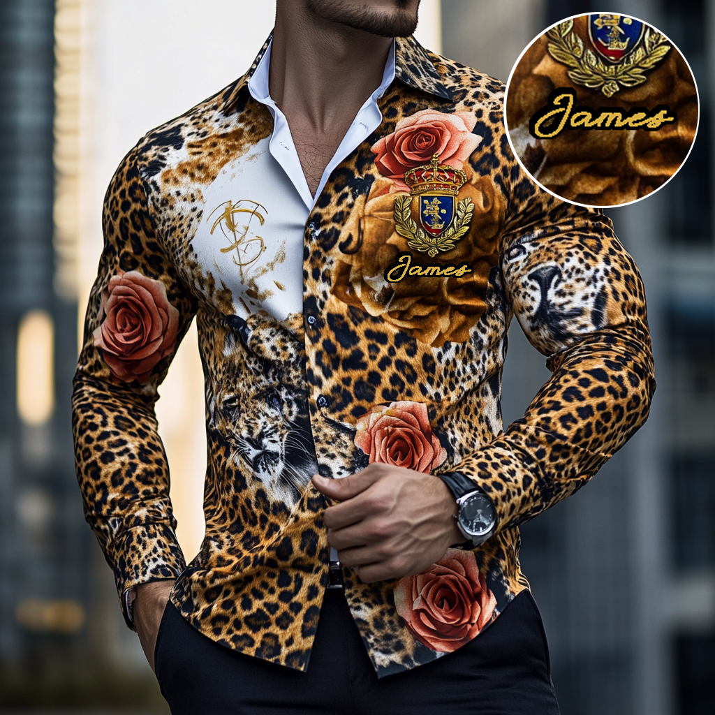 Custom Personalized Luxe Exclusive Design Embroidery & Print Business Casual Vacation Shirt