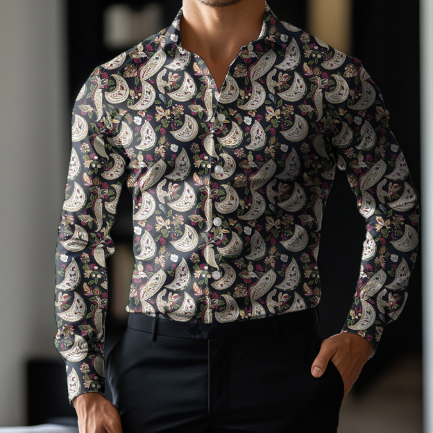 Custom Personalized Luxe Exclusive Design Embroidery & Print Business Casual Vacation Shirt