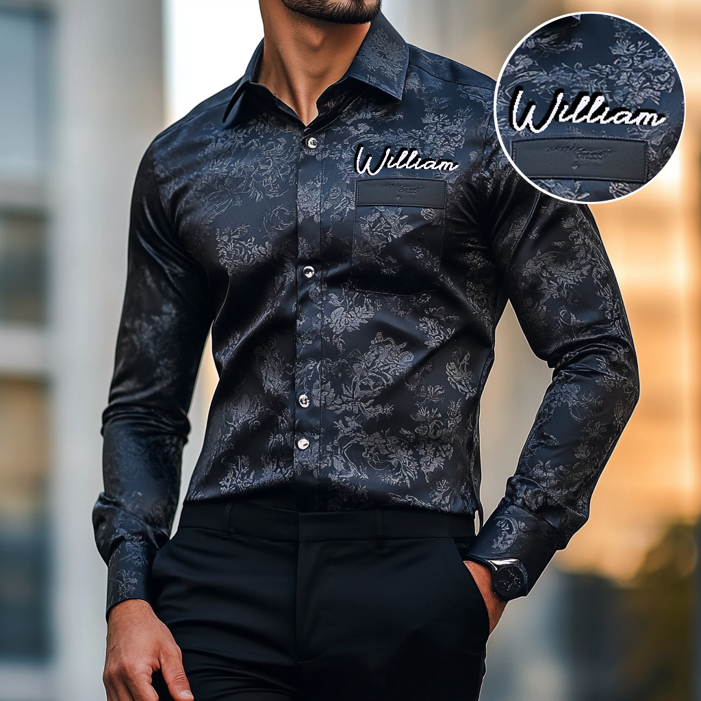 Custom Personalized Luxe Exclusive Design Embroidery & Print Business Casual Vacation Shirt