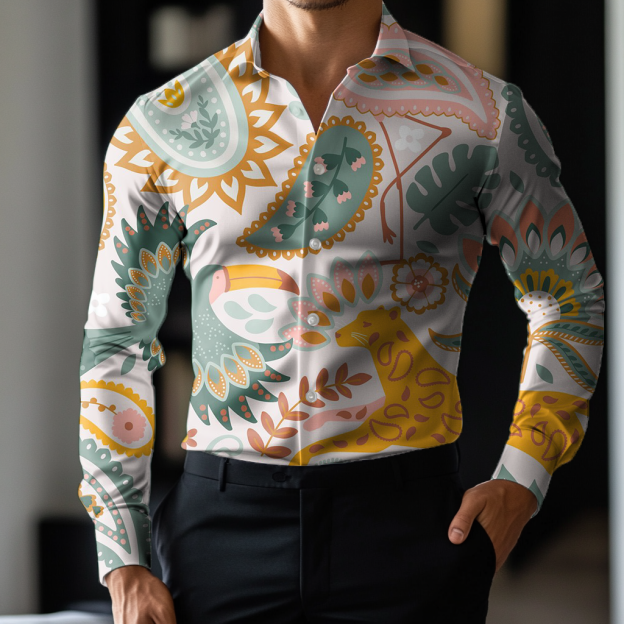 Custom Personalized Luxe Exclusive Design Embroidery & Print Business Casual Vacation Shirt