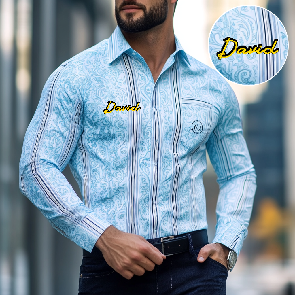 Custom Personalized Luxe Exclusive Design Embroidery & Print Business Casual Vacation Shirt